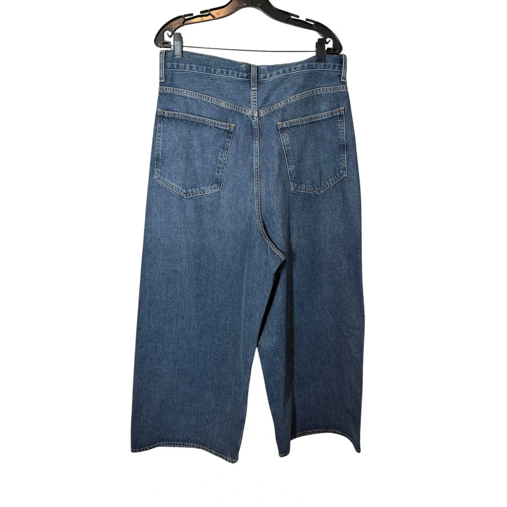 Agolde Valeria High Rise Wide Leg Jeans Medium Indigo Blue Size‎ 30 Baggy Loose